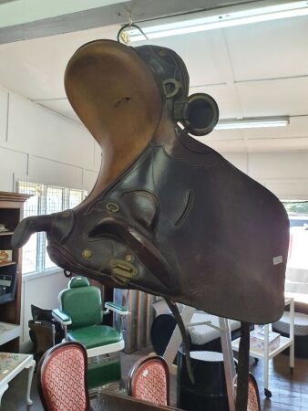 Leather Stock Saddle with Horn