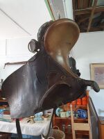 Leather Stock Saddle with Horn - 2