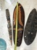 Collection of Tribal Carvings - 1 Mask, 1 Shield & 1 Hook - 2