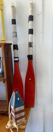 Set of Vintage Oars and Buoy