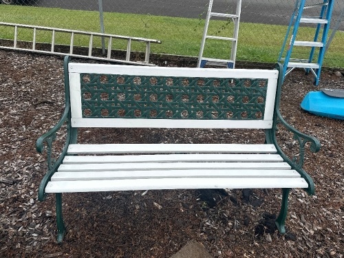 Outdoor Iron and Wood Garden Seat