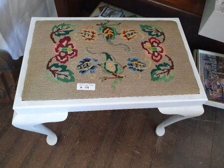 Vintage stool with embroided top