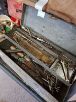 Metal tool box and canvas bag containing miscellaneous tools - 2
