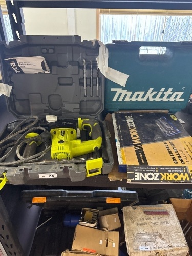 RYOBI Hammer drill + WORK ZONE drill set