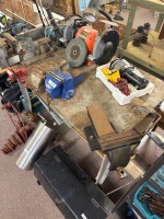 Steel workshop bench on casters with 2 vices and small anvil - 1200 x 690 x 970(H) - 4