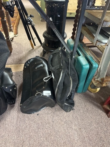 Leather motorcycle bum pack + canvas backpack