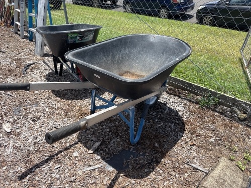 Blue aluminium frame plastic tub wheelbarrow