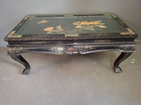 Beautiful Black Lacquered Chinoiserie Table&nbsp;