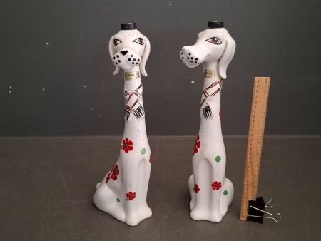 2x Garnier Liqueurs France Curaco 700ml Tall Dog Porcelain Decanters