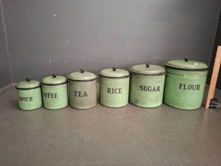 Set of 6 Mid Century Food Canisters