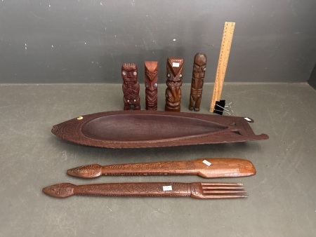 Large Lot of Hand Carved Wooden Tribal Decorators&nbsp;