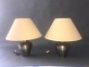 Pair of Brazed Metal Lamps with Shades - 2