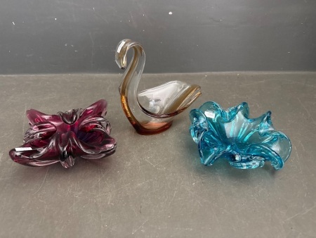 3x Colourful Murano Pieces