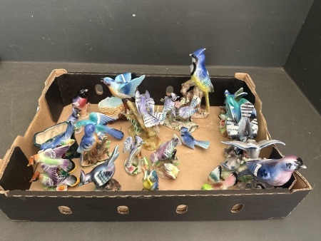 Large Lot of Blue Coloured Ceramic Bird Figurines