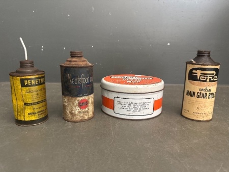 4x Vintage Oil Canisters