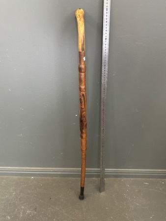 Vintage Bone Handle Wooden Walking Stick - &nbsp;Swaziland Engraved&nbsp;