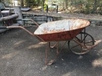Vintage Wheelbarrow with Iron Spoked Wheel