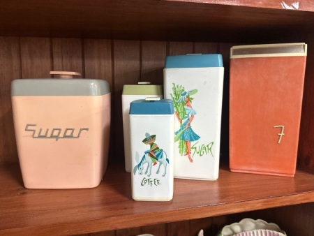 3x Vintage Retro Canisters - 1x Sugar Canister - 2x Canister Set