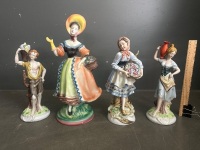 3x Ladies and 1x Man Colourful Ceramic Figurines - 2