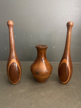3x Vintage Wood Decorator Items