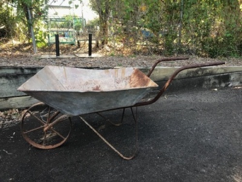 Vintage Wheelbarrow with Iron Wheel