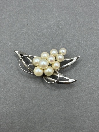 Sterling Silver and Pearl Brooch