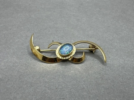Golden Toned and Australian Opal Brooch
