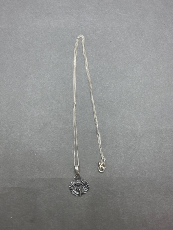 Sterling Silver Scottish Thistle Pendant and Chain&nbsp;