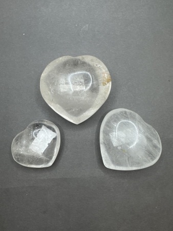 3x Carved Quartz Stone Hearts