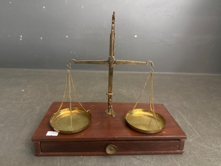Gold Toned Possibly Brass Scales in Case