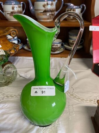 Green art glass vase