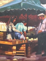 Oil on canvas of French Farmers Market by Wolfgang Lammle - 2