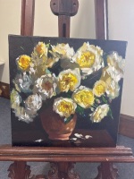 Oil on canvas of Yellow Flowers by Wolfgang Lammle