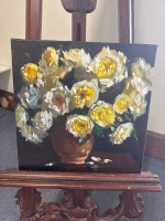 Oil on canvas of Yellow Flowers by Wolfgang Lammle - 2