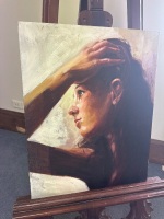 Oil on canvas of Girl by Wolfgang Lammle signature stamp on back 40 x 50 - 2