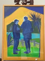 Amis Welch 1998 New Zealand Having a Chat Mixed Media - 3