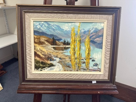 Near Outlet Lake Wanaka by Peter Long Timaru NZ Oil on Board