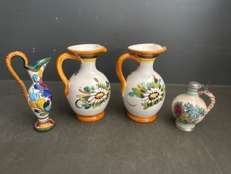 4 Exquisite Hand Painted Vases