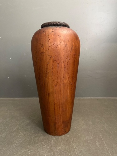 Hand Carved Possibly Teak Wooden Display Vase