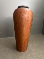 Hand Carved Possibly Teak Wooden Display Vase - 4