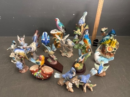 Large Lot of Blue Ceramic Bird Figurines&nbsp;