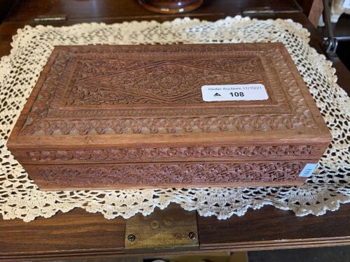 Carved wooden box