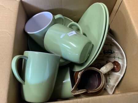 Box lot of Melamineware and China