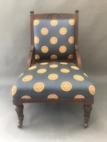 Victorian Upholstered Bedroom Chair on Casters