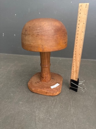 Wooden Hat Block on Stand