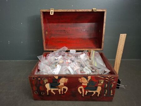 Wooden Hand Painted Case - With Brass Fittings