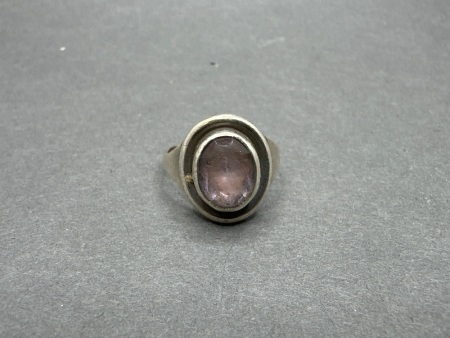 Sterling Silver and Pink Stone Ring