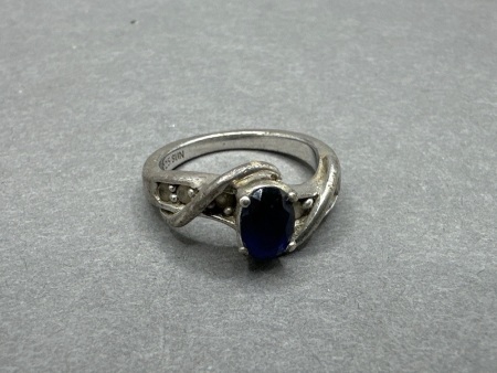 Blue Gem Sterling Silver Ring