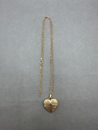 Heart Locket on Gold Toned Chain