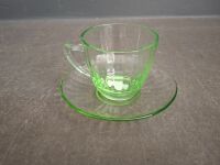 Uranium Glass Tea Cup and Saucer - 3